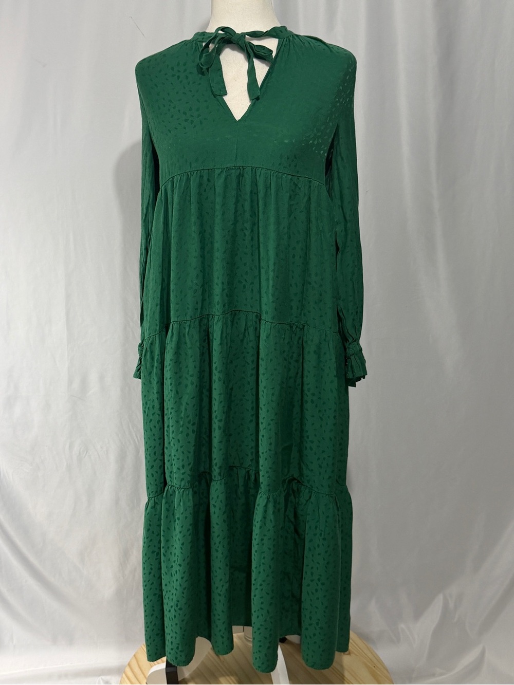 Anthropologie Maeve Wendy Tiered Maxi Dress Green XS